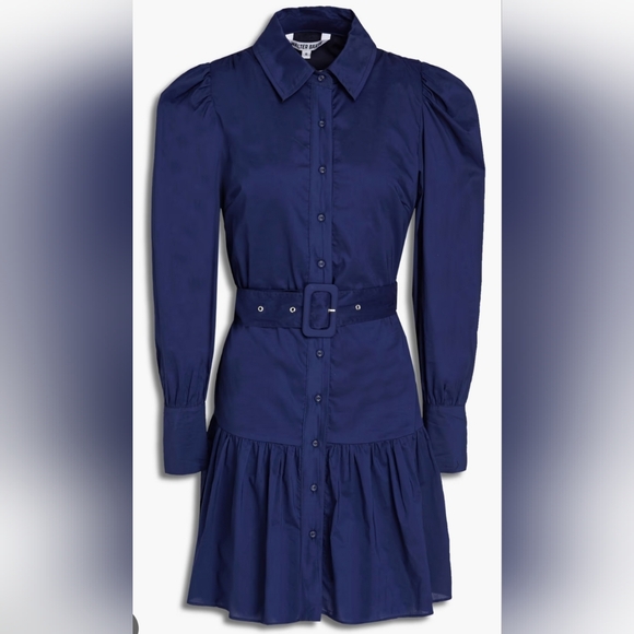 Walter Baker Dresses & Skirts - WALTER BAKER Tara Belted Cotton-poplin Mini Shirt Dress IN Navy